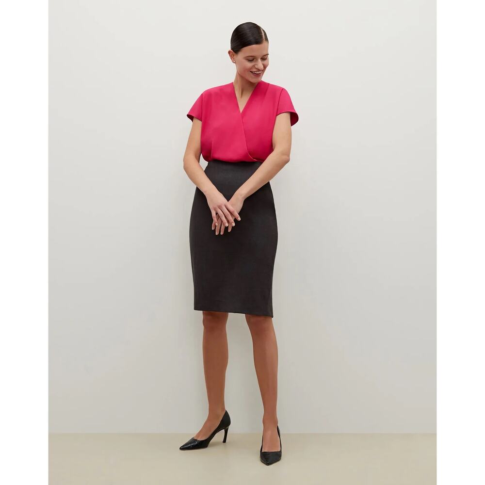 MM Lafleur The Cobble Hill Gray Wool Skirt Size 4 Melange Straight Pencil - Picture 2 of 12